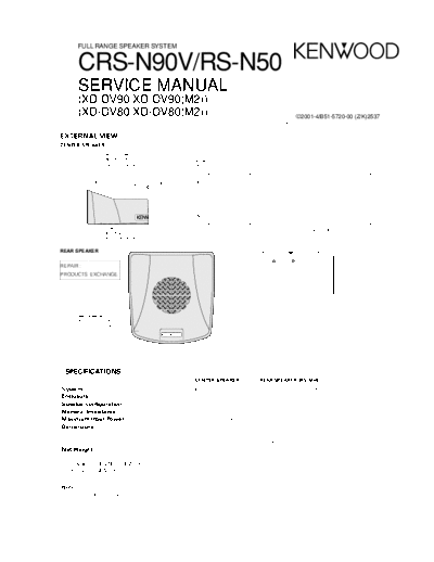 Kenwood CRS-N90V & RS-N50  Kenwood Full Range Speaker Systems Full Range Speaker Systems Kenwood CRS-N90V & RS-N50 CRS-N90V & RS-N50.pdf