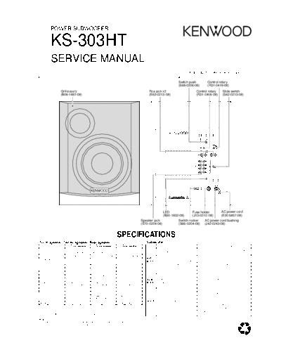 Kenwood KS-303HT  Kenwood Power Subwoofer Power Subwoofer Kenwood KS-303HT KS-303HT.pdf