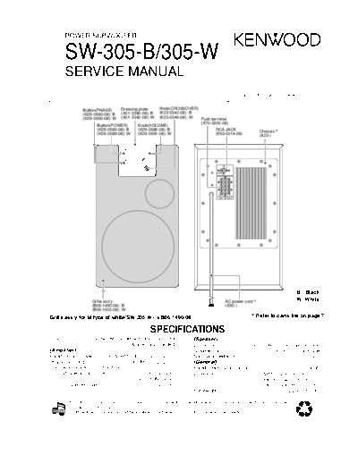 Kenwood SW-305B & 305W  Kenwood Power Subwoofer Power Subwoofer Kenwood SW-305B & 305W SW-305B & 305W.pdf
