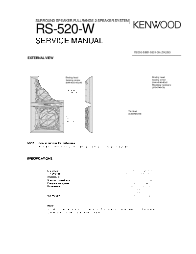 Kenwood RS-520W  Kenwood Surround Speaker Full Range 2 Speaker System Surround Speaker Full Range 2 Speaker System Kenwood RS-520W RS-520W.pdf
