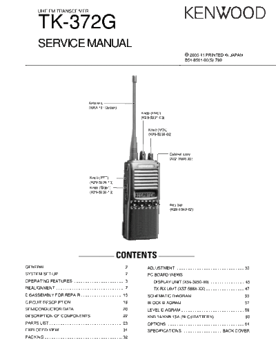 Kenwood TK-372G  Kenwood UHF FM Transceiver UHF FM Transceiver Kenwood TK-372G TK-372G.pdf