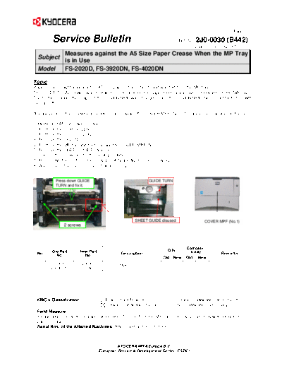 Kyocera SB-2J0-0030-B442  Kyocera Printer FS-2020-3920-4020 SERVICEBULLETINS SB-2J0-0030-B442.pdf