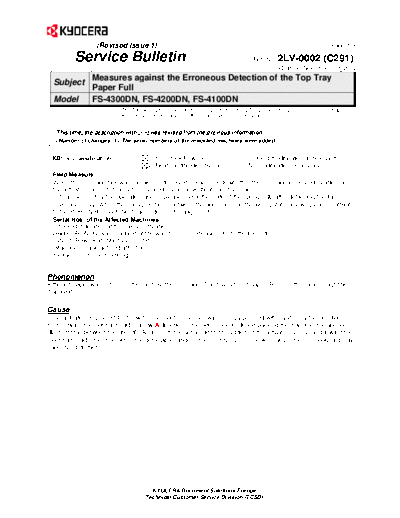Kyocera SB-2LV-0002-C291 TCSD  Kyocera Printer FS-2100-4100-4200-4300 ServiceBulletin SB-2LV-0002-C291_TCSD.pdf