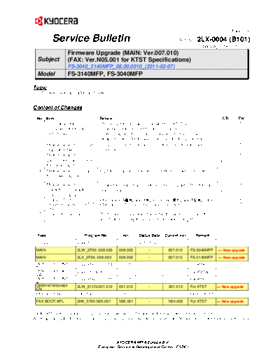 Kyocera SB-2LX-0004-B101  Kyocera Printer FS-3040-3140MFP SERVICEBULLETIN SB-2LX-0004-B101.pdf