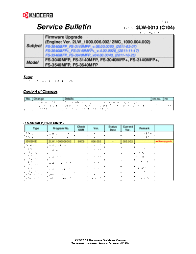 Kyocera SB-2LW-0013-C104  Kyocera Printer FS-3040P_3140P SERVICEBULLETIN SB-2LW-0013-C104.pdf