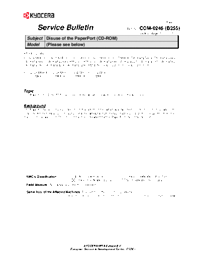 Kyocera SB-COM-0246-B255  Kyocera Printer FS-6025-6030MFP SERVICEBULLETINS SB-COM-0246-B255.pdf