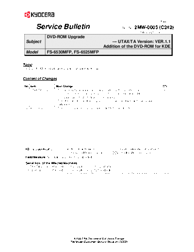 Kyocera SB-2MW-0005-C242  Kyocera Printer FS-6525-6530MFP SERVICEBULLETINS SB-2MW-0005-C242.pdf