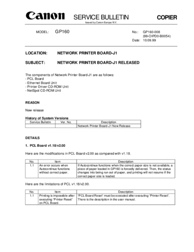 CANON gp160-08  CANON Copiers GP 605 ServBull gp160-08.pdf