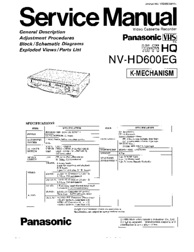 panasonic NV-HD600EG  panasonic Video NV-HD600 NV-HD600EG.zip