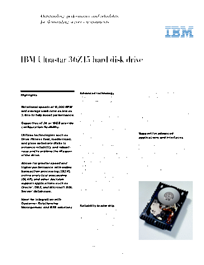 IBM Ultrastar 36Z15 II  IBM HDD IBM Ultrastar 36Z15 II.PDF