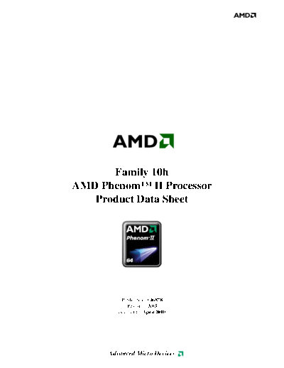 AMD Family 10h   Phenom II Processor Product Data Sheet  AMD Family 10h AMD Phenom II Processor Product Data Sheet.pdf