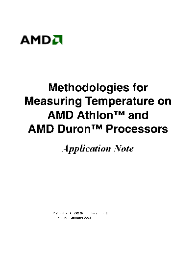 AMD Methodologies for Measuring Temperature on   Athlon and   Duron Processors  AMD Methodologies for Measuring Temperature on AMD Athlon and AMD Duron Processors.pdf