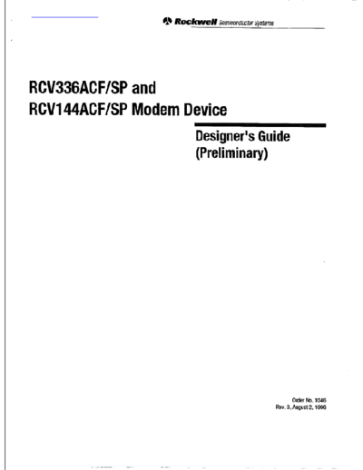 Rockwell RCV144ACF  . Rare and Ancient Equipment Rockwell Rockwell RCV144ACF.pdf